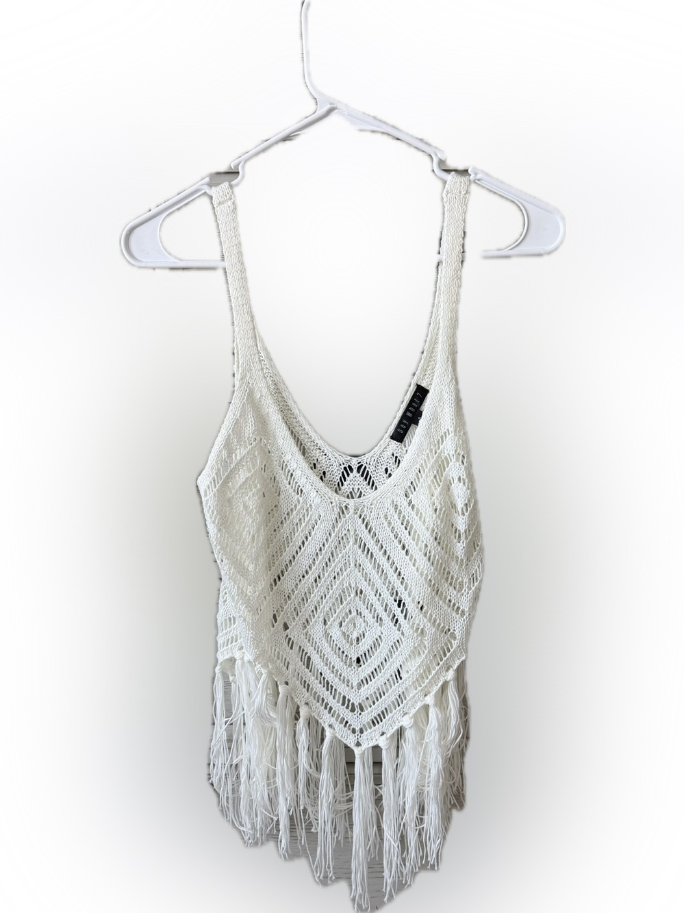 Say What? Ivory Crochet Fringe Camisole Tank